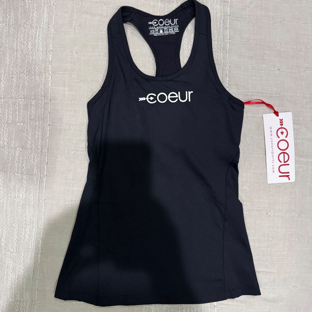 Coeur Sports Cycling Triathlon XS Black UV50 Racerback Performance Tank Top